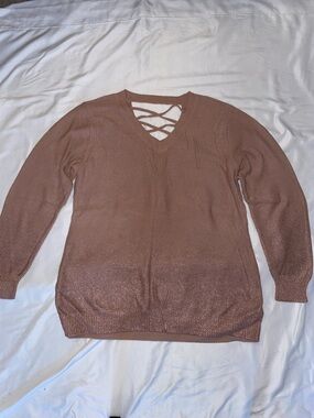 Torrid Rose Gold lattice back V-Neck Sweater